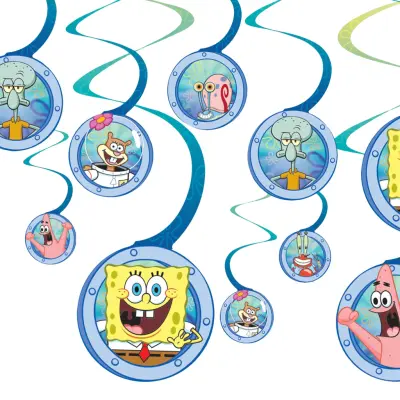 Swirls SvampBob Fyrkant Takdekoration - 12-pack