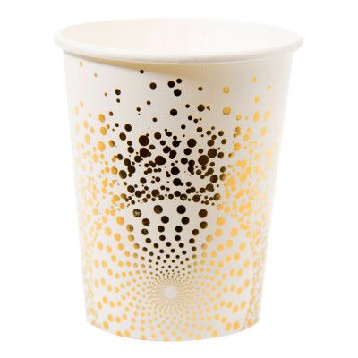 Pappersmuggar Guld med Prickar - 6-pack