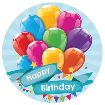 Tårtbild Happy Birthday 15,5cm