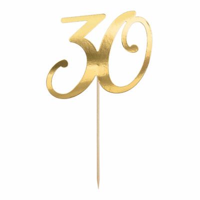 Tårtdekoration 30 Guld Metallic