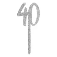 Tårtdekoration 40 Silver i Akryl