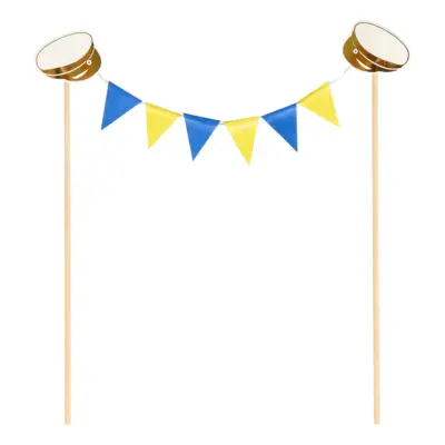 Tårtdekoration Blå/Gula Flaggor Student