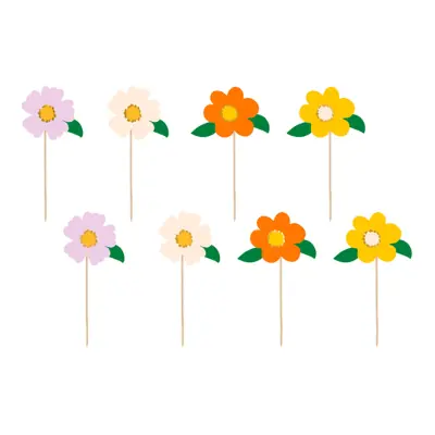 Tårtdekoration Blommor - 8-pack