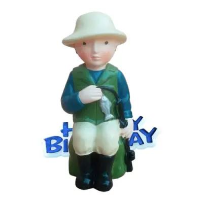 Tårtdekoration Fisherman Happy Birthday - 2-pack