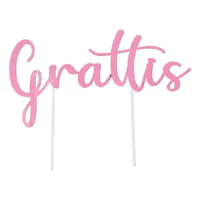 Tårtdekoration Grattis Rosa
