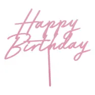 Tårtdekoration Happy Birthday Ljusrosa