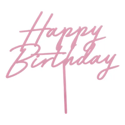 Tårtdekoration Happy Birthday Ljusrosa