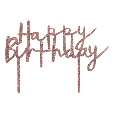 Tårtdekoration Happy Birthday - Roséguld