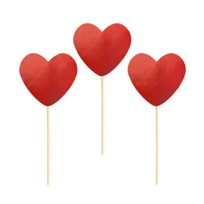 Tårtdekoration Hjärtan Röd 6-pack