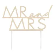 Tårtdekoration i Akryl Mr&Mrs Guld