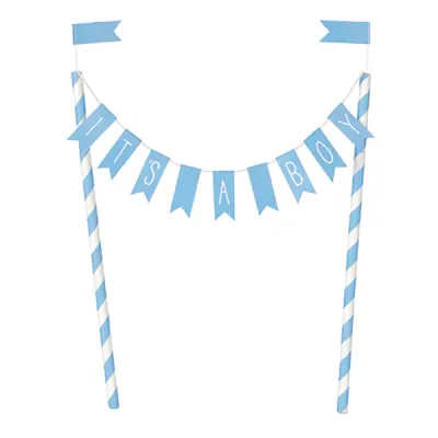 Tårtdekoration It´s A Boy Ljusblå Flaggor