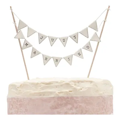 Tårtdekoration Just Married Elfenbensvit