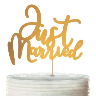 Tårtdekoration Just Married Guld