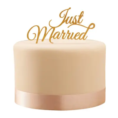 Tårtdekoration Just Married Guld Glitter