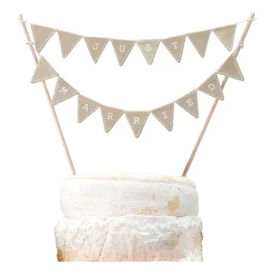 Tårtdekoration Just Married Jute