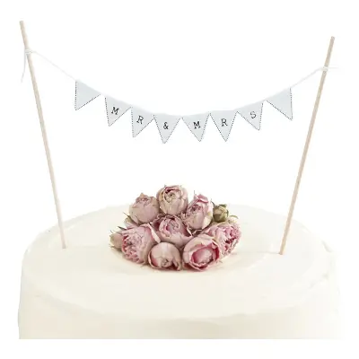 Tårtdekoration Mr & Mrs Vit