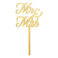Tårtdekoration Mr&Mrs Guld i Akryl
