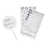 Tårtdekoration Personlig Silver i Akryl