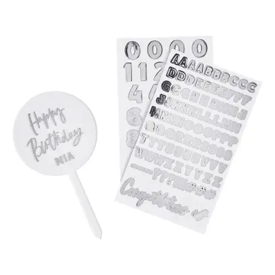 Tårtdekoration Personlig Silver i Akryl