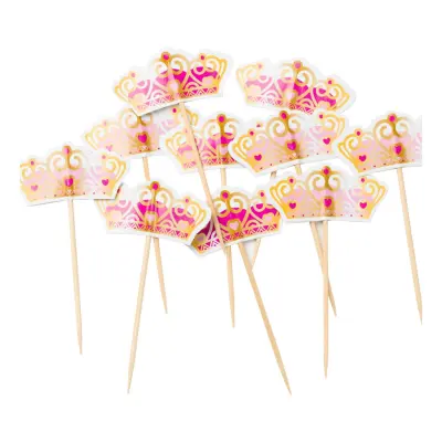 Partypicks Prinsesskrona Rosa - 10-pack