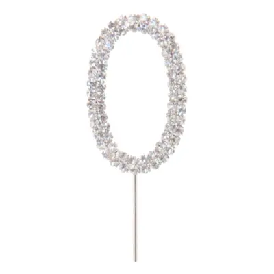 Tårtdekoration Siffra Diamant i Metall - Siffra 0