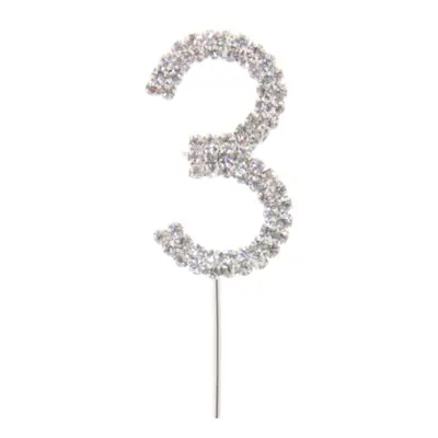 Tårtdekoration Siffra Diamant i Metall - Siffra 3