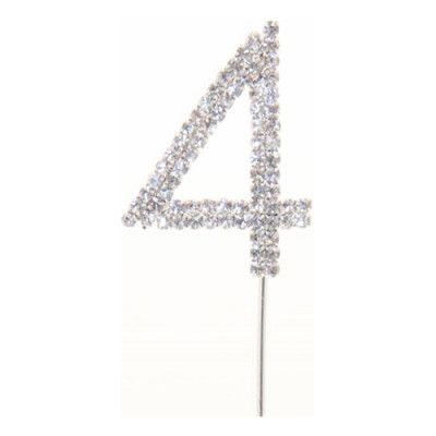 Tårtdekoration Siffra Diamant i Metall - Siffra 4