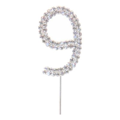 Tårtdekoration Siffra Diamant i Metall - Siffra 9