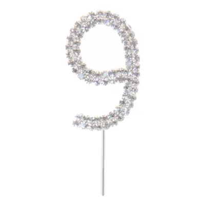 Tårtdekoration Siffra Diamant i Metall - Siffra 9