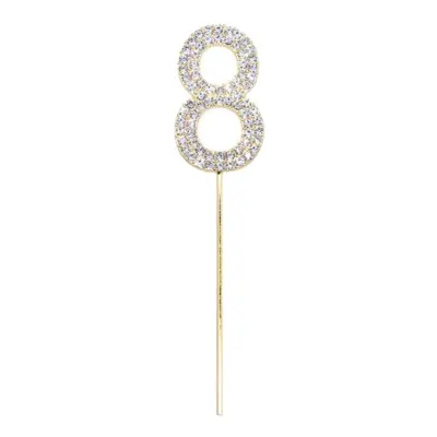 Tårtdekoration Siffra Diamanter Guld - Siffra 8