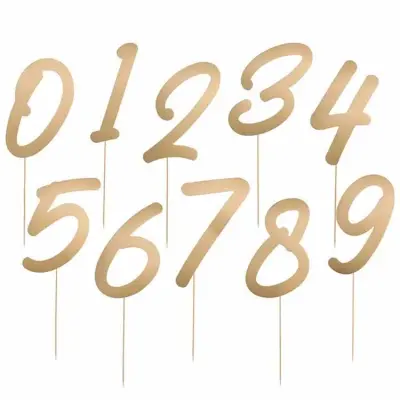 Tårtdekoration siffror guld 15cm 20 st