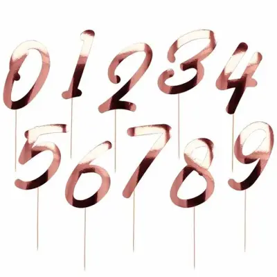 Tårtdekoration siffror roséguld 15 cm 20-pack