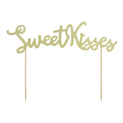 Tårtdekoration Sweet Kisses Guld/Glitter
