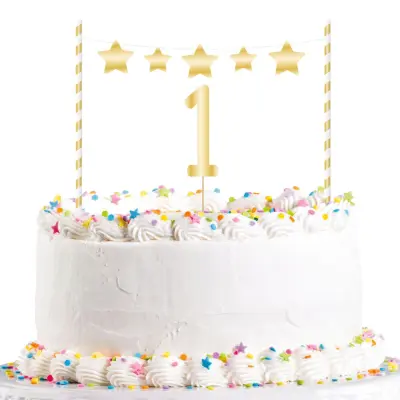 Tårtdekorationer 1-årskalas Guld