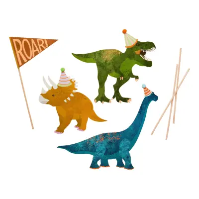 Tårtdekorationer Dinosaurier - 4-pack