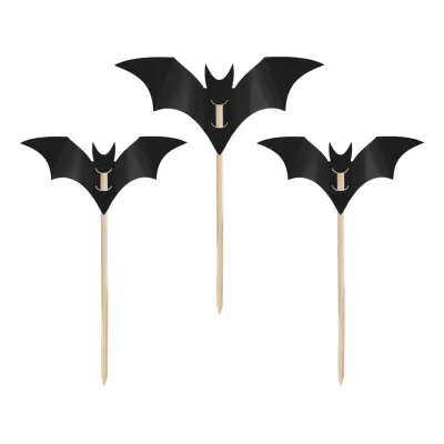 Tårtdekorationer Fladdermöss Svart - 6-pack