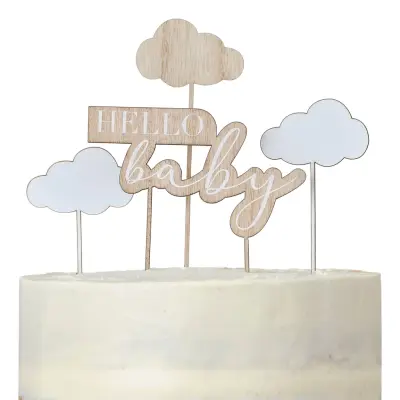 Tårtdekorationer Hello Baby Kit i Trä