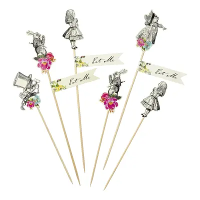 Tårtdekorationer Mad Hatter Alice Wonderland - 12-pack