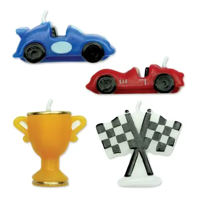 Tårtdekorationsset Racingbilar - 4-pack