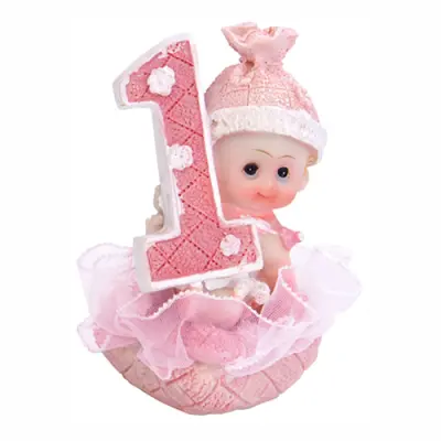 Tårtfigur 1-årskalas Rosa