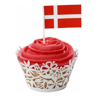 Tårtflaggor Danmark - 100-pack