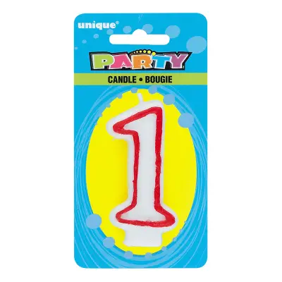 Tårtjus Röd/Vita - Siffra 1