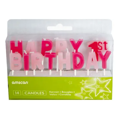 Tårtljus 1-årskalas Rosa