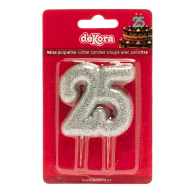 Tårtljus 25 År Glittrig