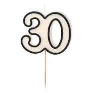 Tårtljus 30 Svart/Vit