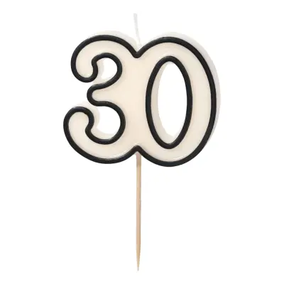 Tårtljus 30 Svart/Vit