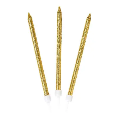 Tårtljus Avlånga Guld/Glitter - 16-pack