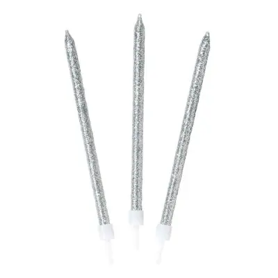 Tårtljus Avlånga Silver/Glitter - 16-pack