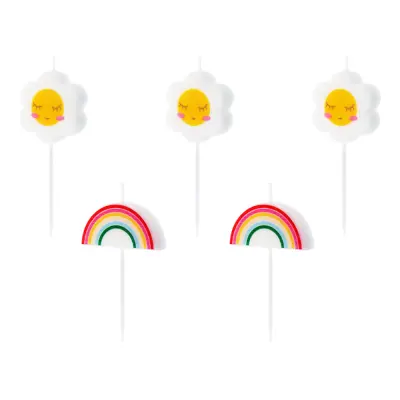 Tårtljus Blommor & Regnbågar - 5-pack