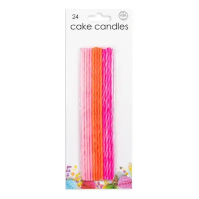 Tårtljus Extra Långa Ljusrosa/Orange/Rosa - 24-pack